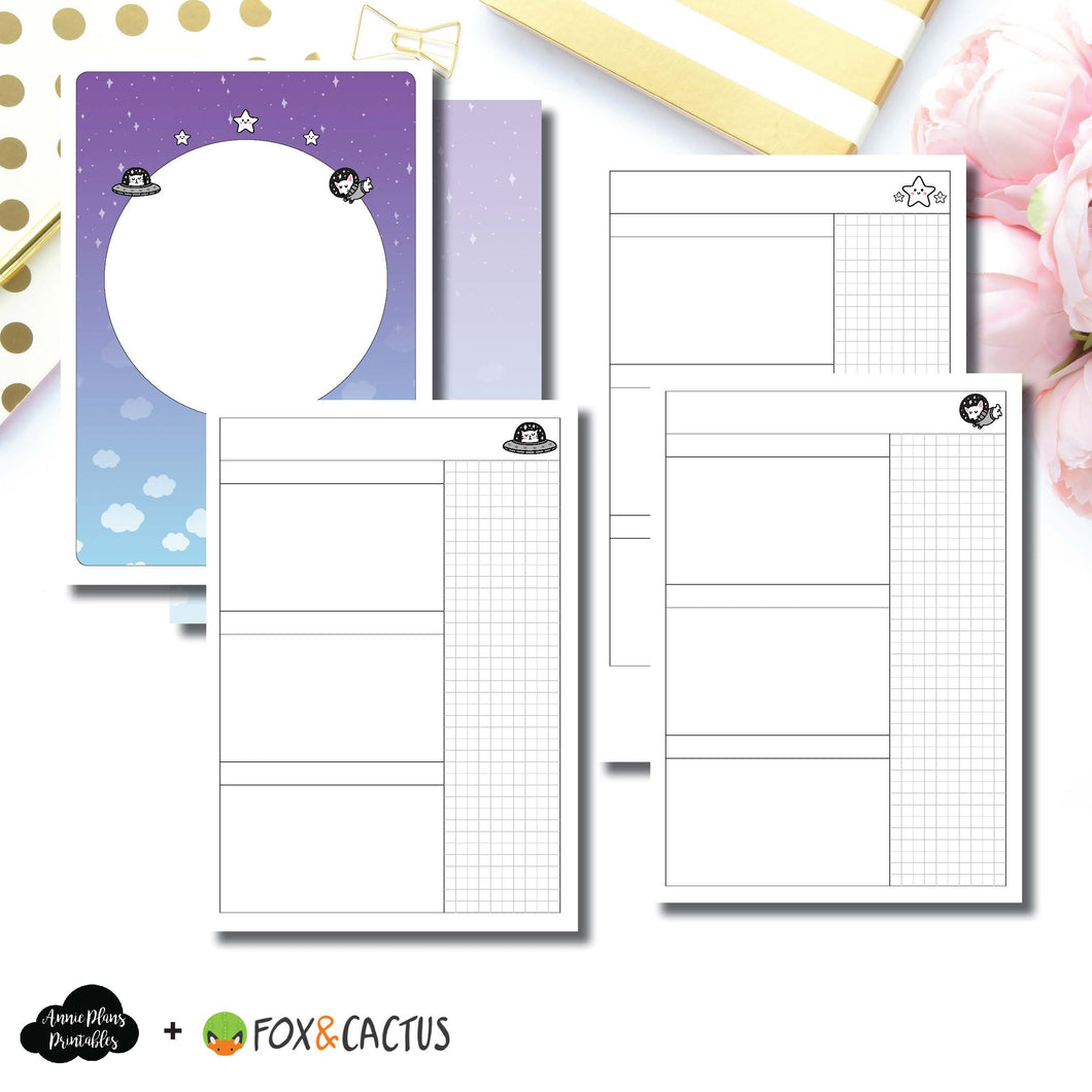 B6 TN Size | Fox & Cactus Collaboration Undated Daily Printable Insert ©
