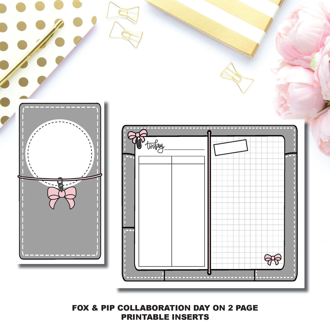Personal TN Size | Day on 2 Page Fox & Pip Collaboration Printable Insert ©
