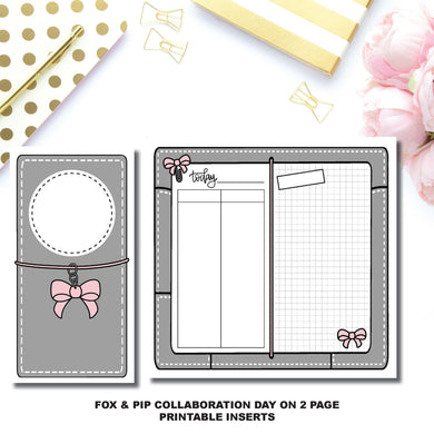 Standard TN Size | Day on 2 Page Fox & Pip Collaboration Printable Insert ©