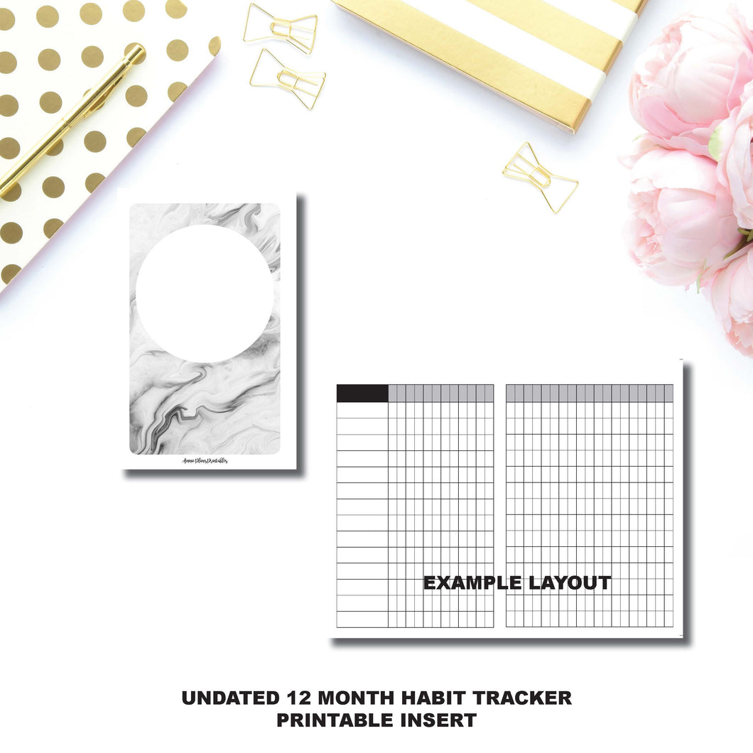 A6 TN Size | Undated 12 Month Habit Tracker Printable Insert ©