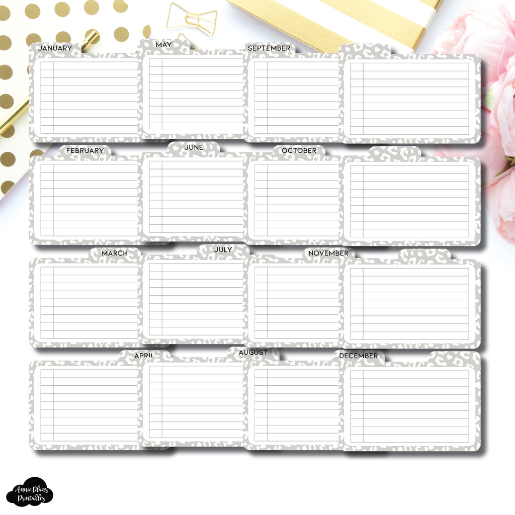 Tab. Card Example Tab Cards | Monthly List Wild Grey Tab Card Printable ...