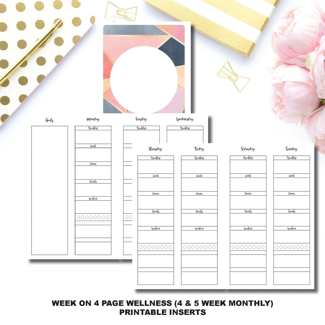 Half Letter Rings Size | Wellness Tracker Printable Insert ©