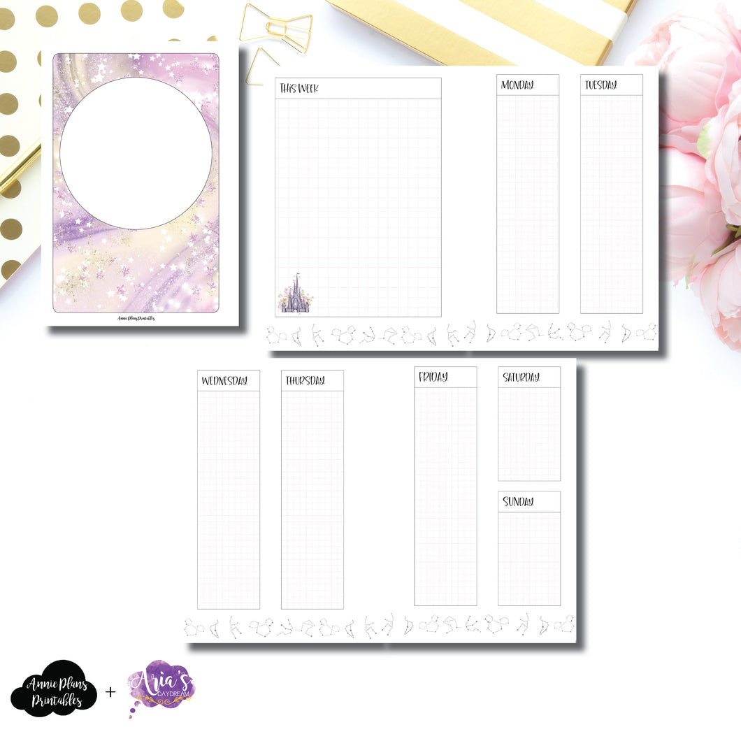A6 Rings Size | Arias Daydream Midnight Magic Undated Vertical Layout Printable Insert ©