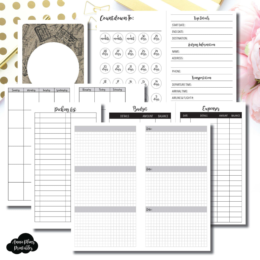Personal TN Size | Vacation Planning Printable Insert for Travelers Notebook ©