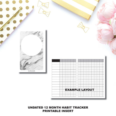 PERSONAL TN Size | Undated 12 Month Habit Tracker Printable Insert ©