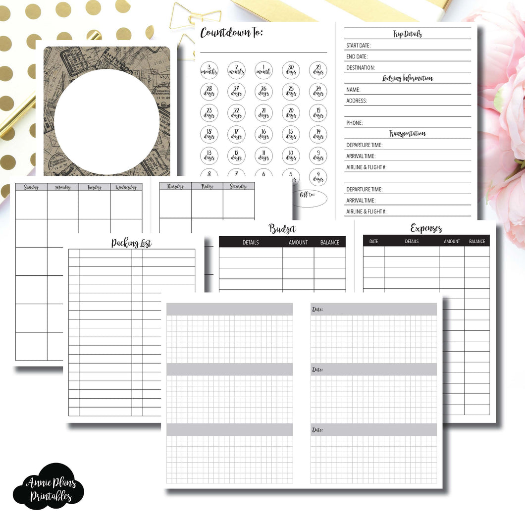 A6 Rings Size | Vacation Planning Printable Insert ©