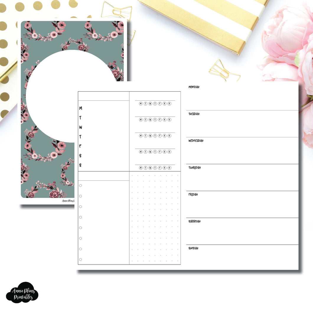 Cahier TN Size | Undated Horizontal Week on 2 Page Layout Printable Insert ©