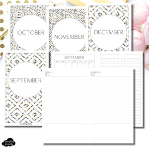 B6 Slim TN Size | SEP - DEC 2020 Simple Full Month UNTIMED Daily BUNDLE Printable Insert