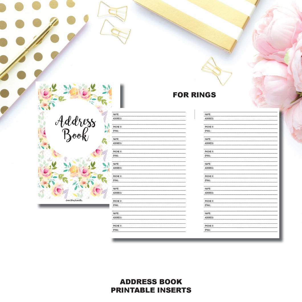 Personal Wide Rings Size | Address Book Printable Insert ©