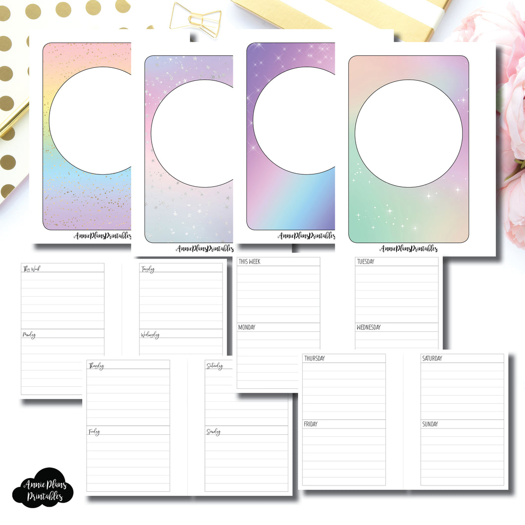 Micro HP Size | Undated Week on 4 Pages Lined Vertical Printable Insert ©