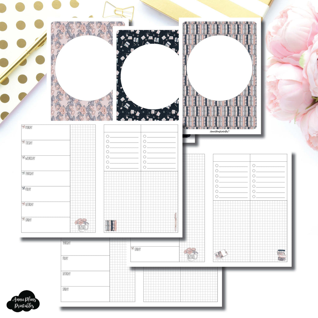B6 Rings Size | Undated Week on 2 Page Collaboration Printable Insert ©