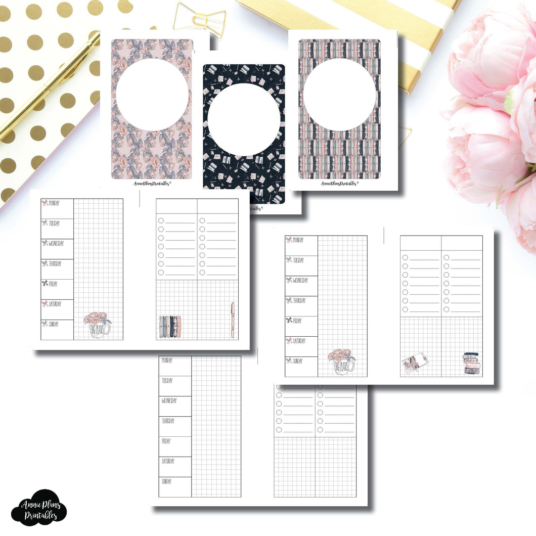 Pocket Rings Size | Undated Week on 2 Page Collaboration Printable Insert ©