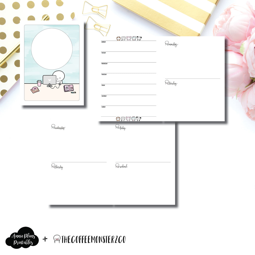 Classic HP Size | TheCoffeeMonsterzCo Collaboration Undated Week on 4 Pages Printable Insert ©