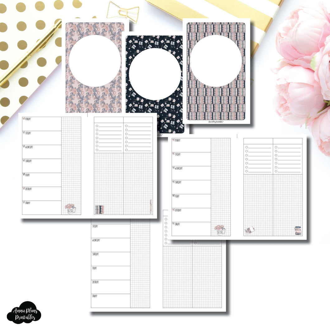 Half Letter Rings Size | Undated Week on 2 Page Collaboration Printable Insert ©