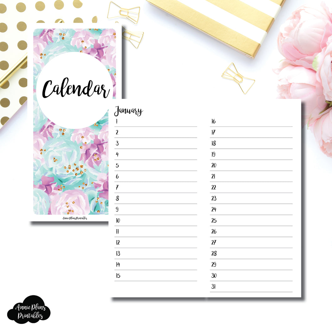 HWeeks Wide Size | Perpetual Calendar Printable Insert ©