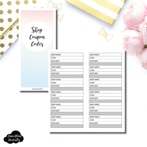 H Weeks Size | Shop Coupon Code Tracker Printable Insert ©