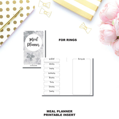 Pocket Rings Size | Weekly MEAL PLANNER Printable Insert ©
