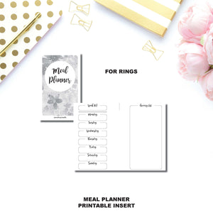 Pocket Rings Size | Weekly MEAL PLANNER Printable Insert ©