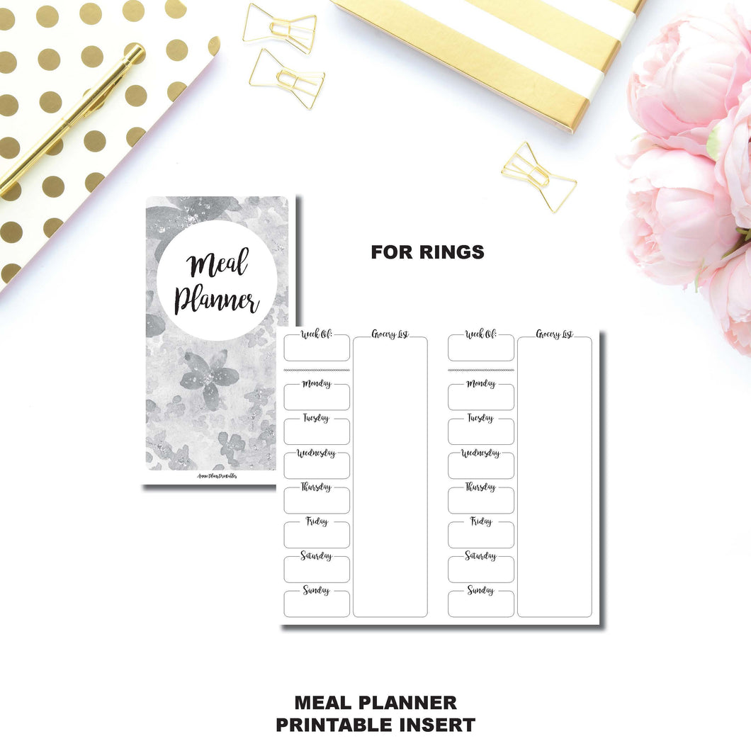 Personal Wide Rings Size | Weekly MEAL PLANNER Printable Insert ©