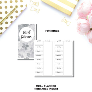 Half Letter Rings Size | Weekly MEAL PLANNER Printable Insert ©