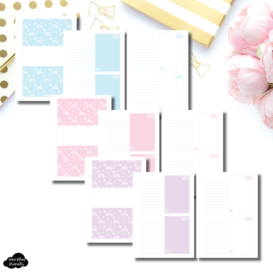 Personal Wide Rings Size | Pastel Simple Notes Printable Insert