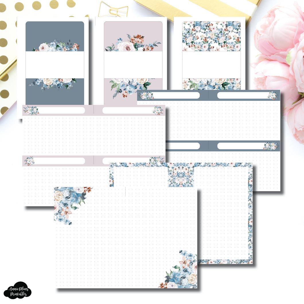 Standard TN Size | Neutral Floral Dot Grid Printable Insert