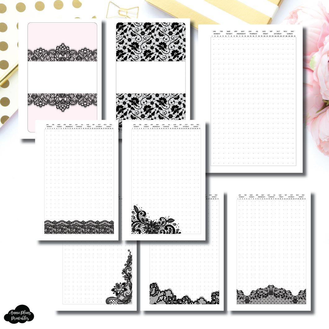Personal Wide Rings Size | Lace BuJo Printable Insert