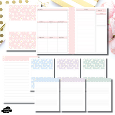 A6 Rings Size | Spring Daisies Daily + Lined Notes Printable Insert