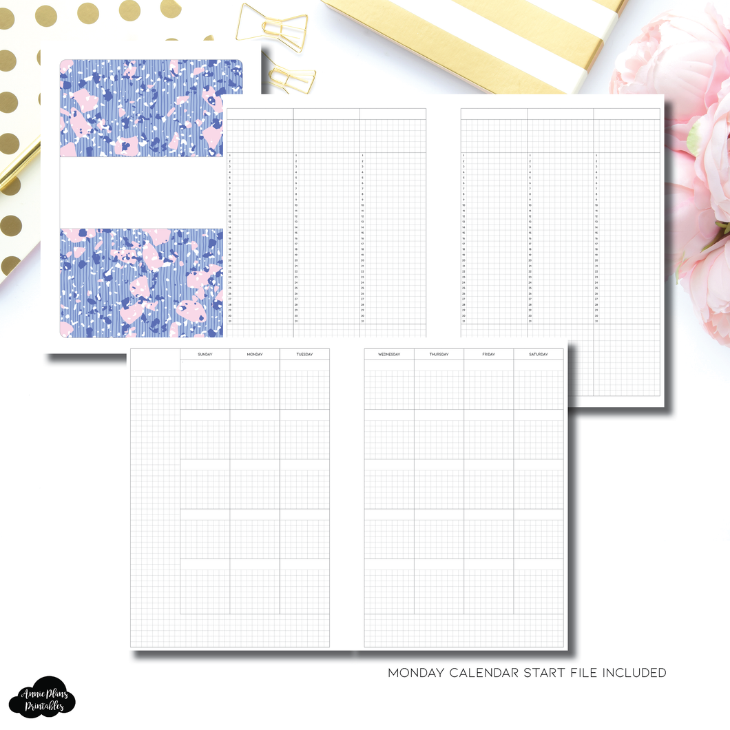 A5 Rings Size | HCousin Undated Yearly + Monthly Printable Insert