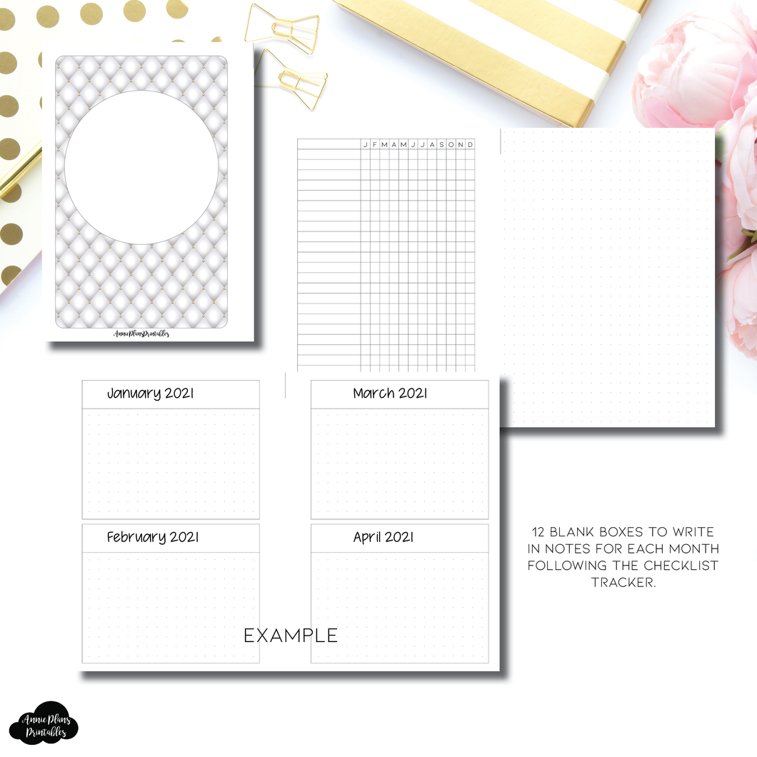 A5 Wide Rings Size | Monthly Checklist Tracker Printable Insert