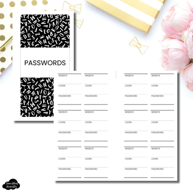 Personal Rings SIZED | PASSWORD TRACKER Printable Insert