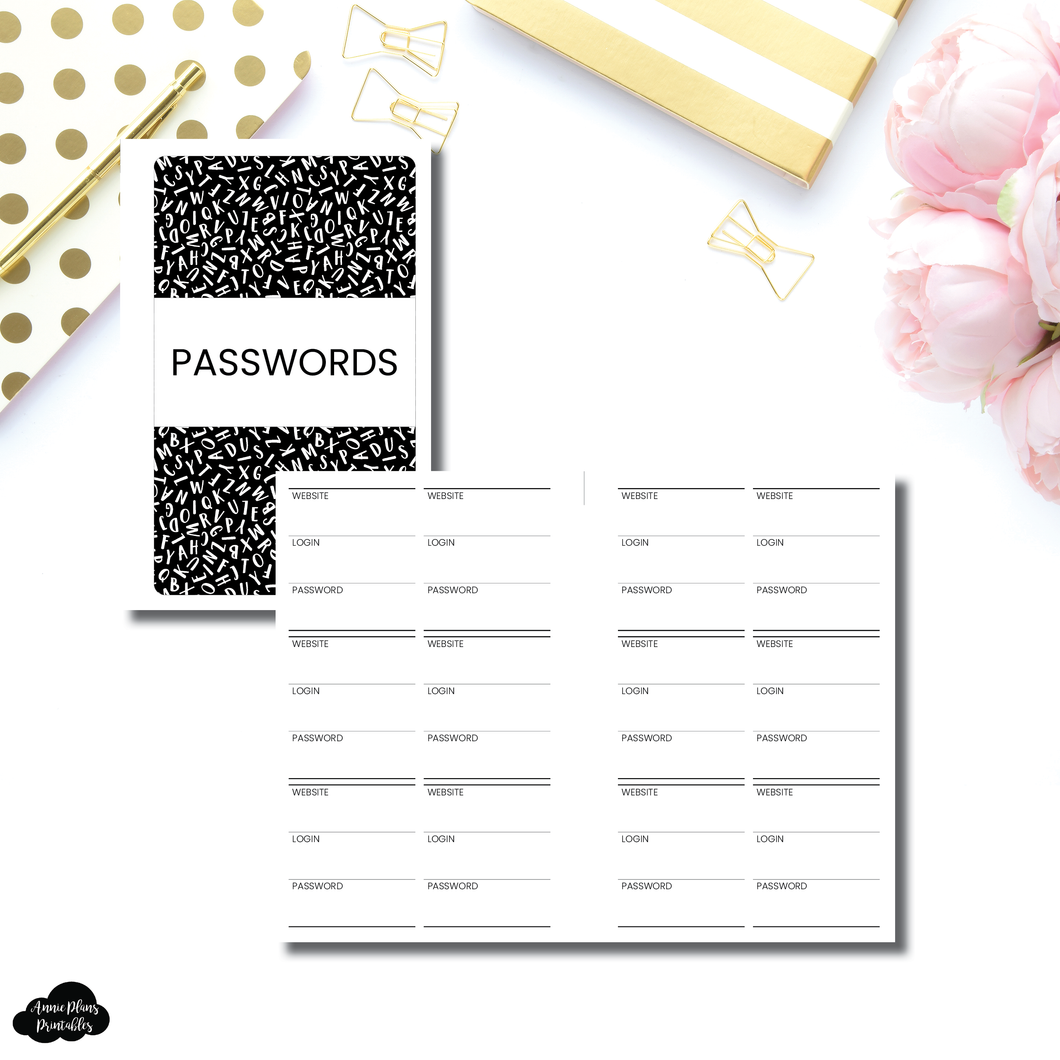 Mini HP SIZED | PASSWORD TRACKER Printable Insert