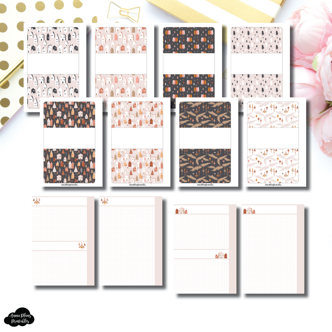 A5 Wide Rings Size | Boho Winter Grid Printable Insert