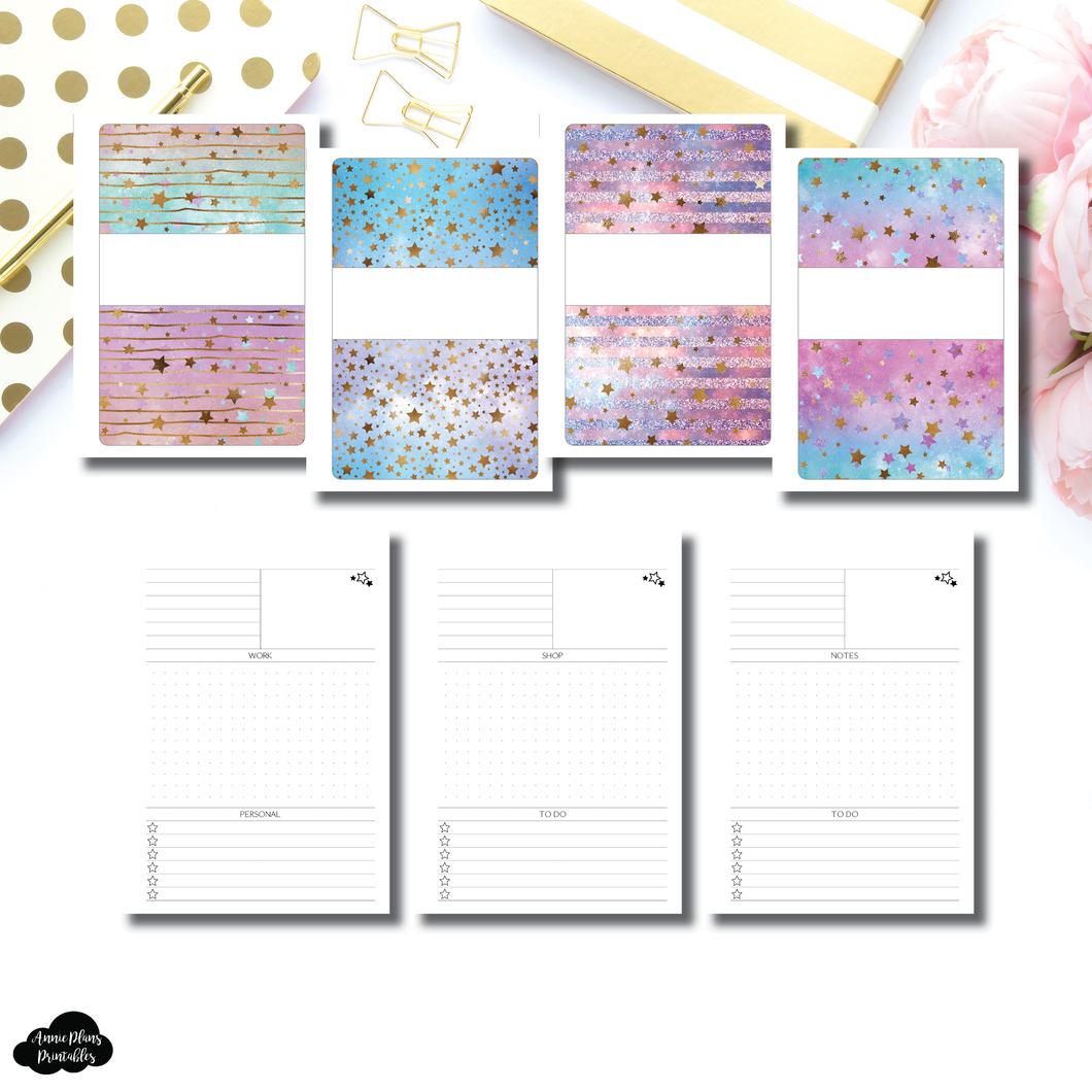B6 Rings Size | Starry Daily Sectioned Layout Printable Insert