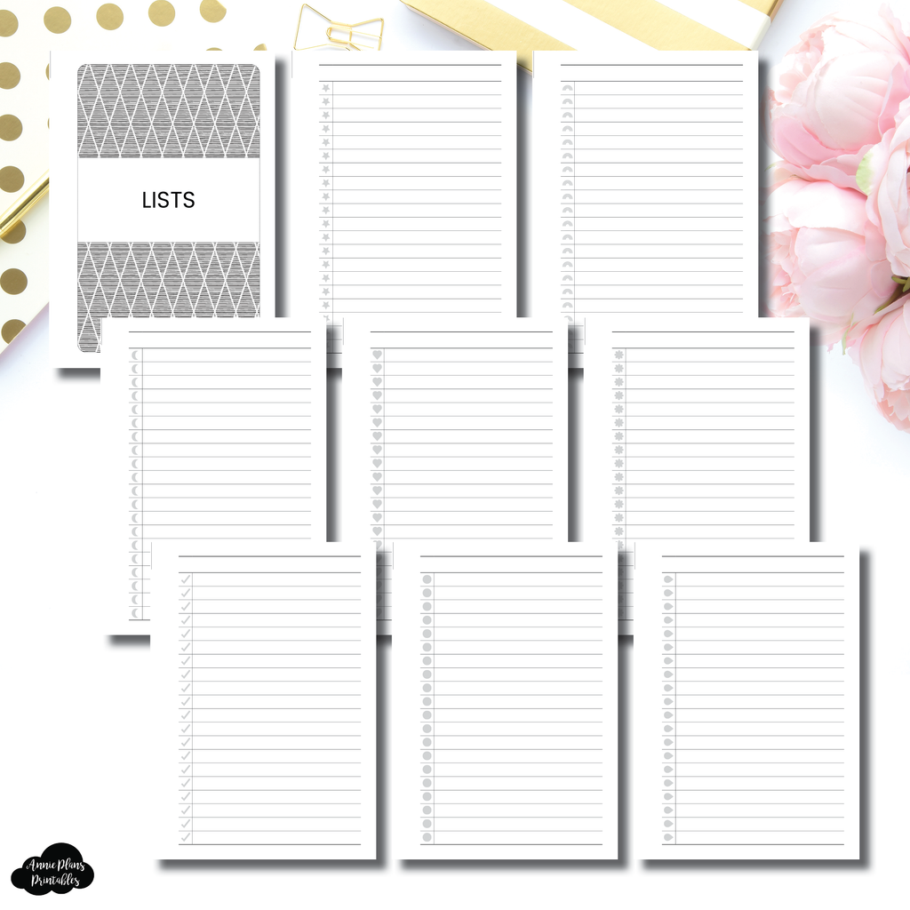 A6 Rings SIZE | Lists (Pick Your Own Icon) Printable Insert ...