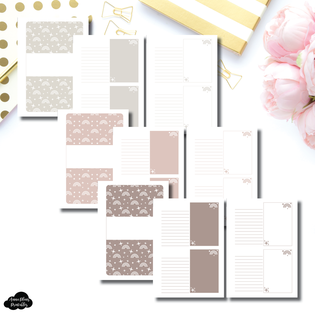 A6 Rings Size | Neutral Simple Notes Printable Insert