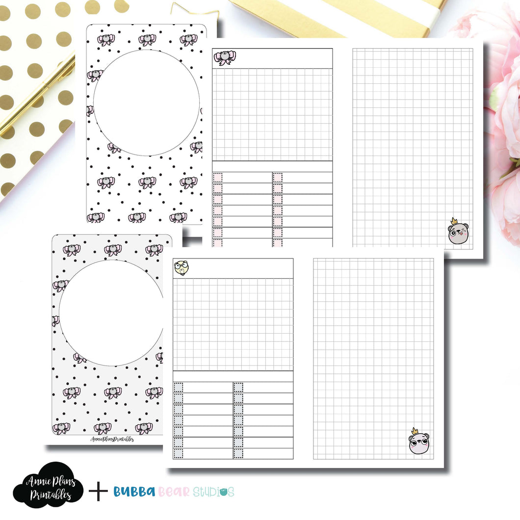 POCKET TN Size | Undated Day on 2 Page or Project Bubba Bear Studios Collaboration Printable Insert