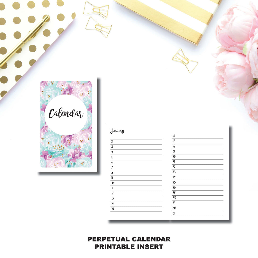 CAHIER TN Size | Perpetual Calendar Printable Insert ©