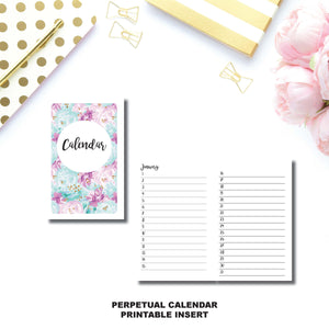 POCKET TN Size | Perpetual Calendar Printable Insert ©