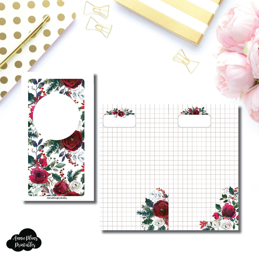 Personal Rings Size | Holiday Floral Grid Printable Insert ©