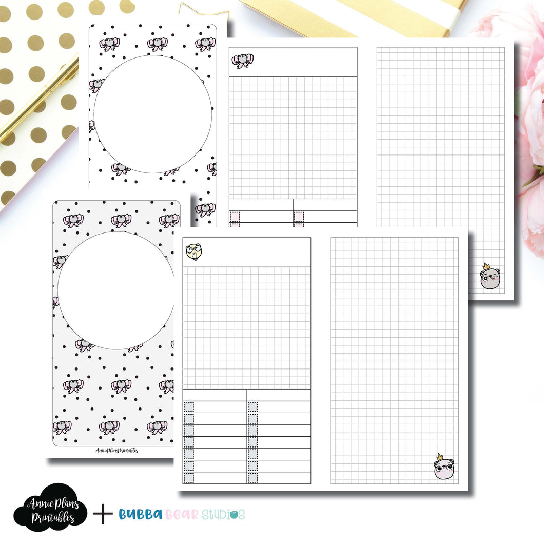 PERSONAL TN Size | Undated Day on 2 Page or Project Bubba Bear Studios Collaboration Printable Insert