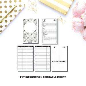 Pocket TN Size: Pet Information Printable TN Insert ©
