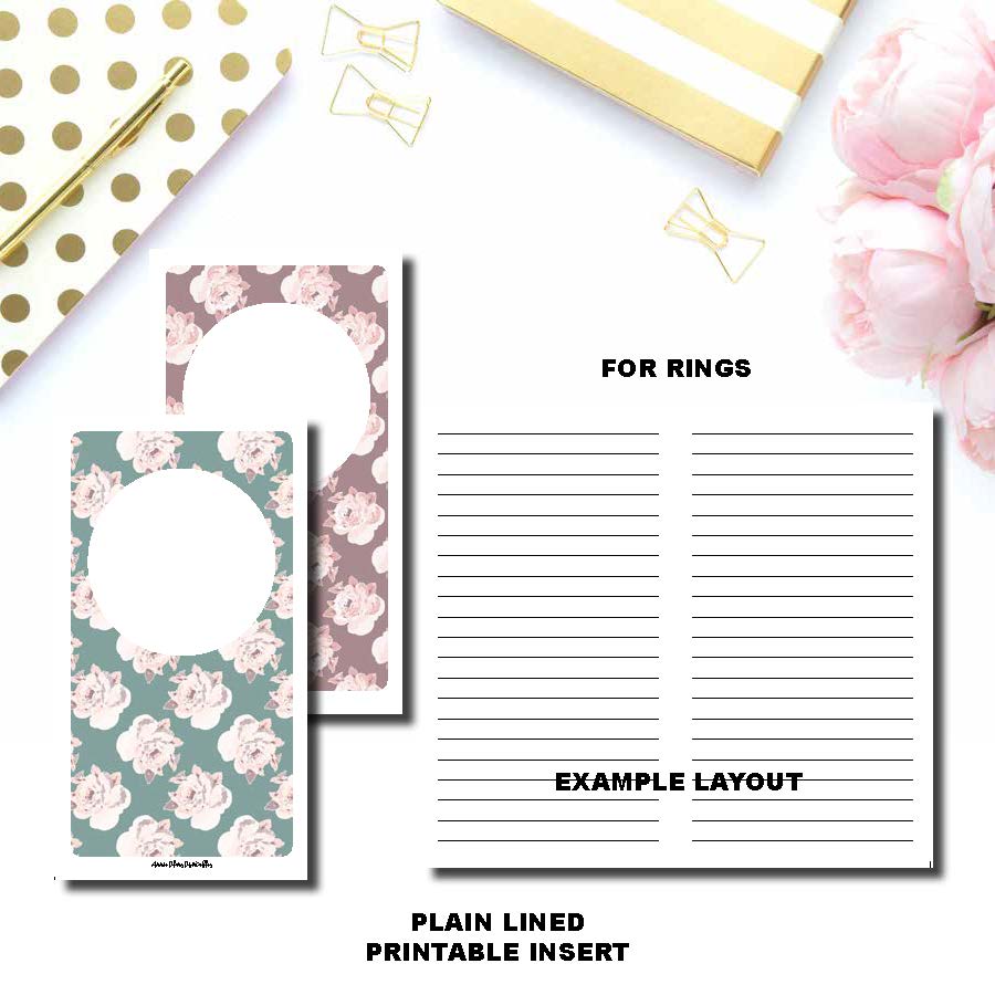 Personal Rings Size | PLAIN LINED Printable  Insert ©