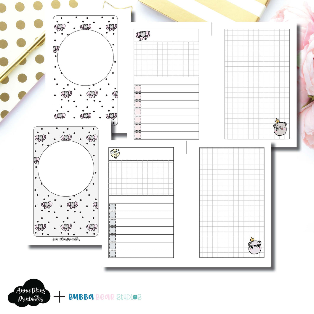 POCKET RINGS Size | Undated Day on 2 Page or Project Bubba Bear Studios Collaboration Printable Insert