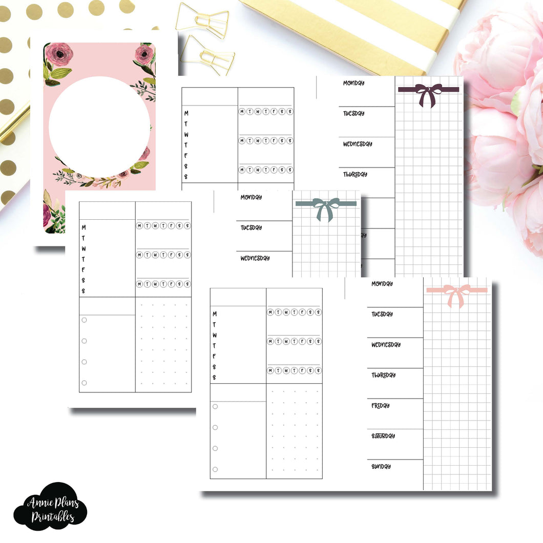 Pocket Rings Size | Undated Week on 2 Page Layout Printable Insert ©
