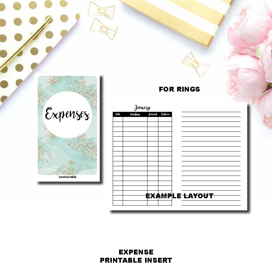 PERSONAL RINGS Size | Monthly Expense Tracker Printable Insert ©