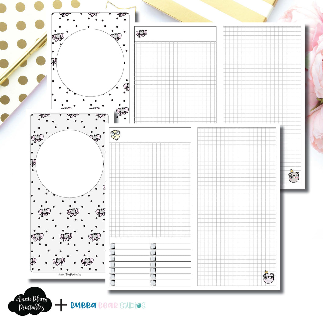 STANDARD TN Size | Undated Day on 2 Page or Project Bubba Bear Studios Collaboration Printable Insert