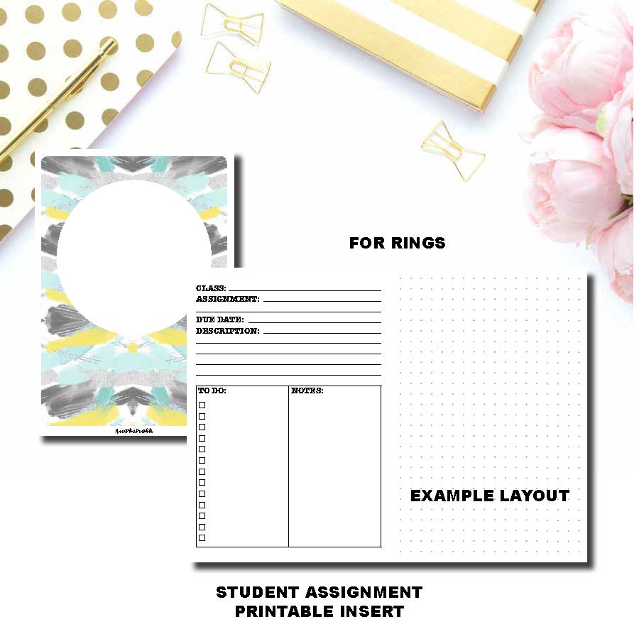 Personal Wide Rings Size | Student Assignment Printable Insert ©