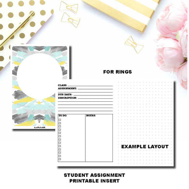 Half Letter Rings Size | Student Assignment Printable Insert ©