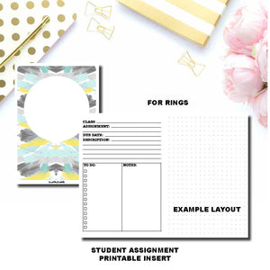 Half Letter Rings Size | Student Assignment Printable Insert ©